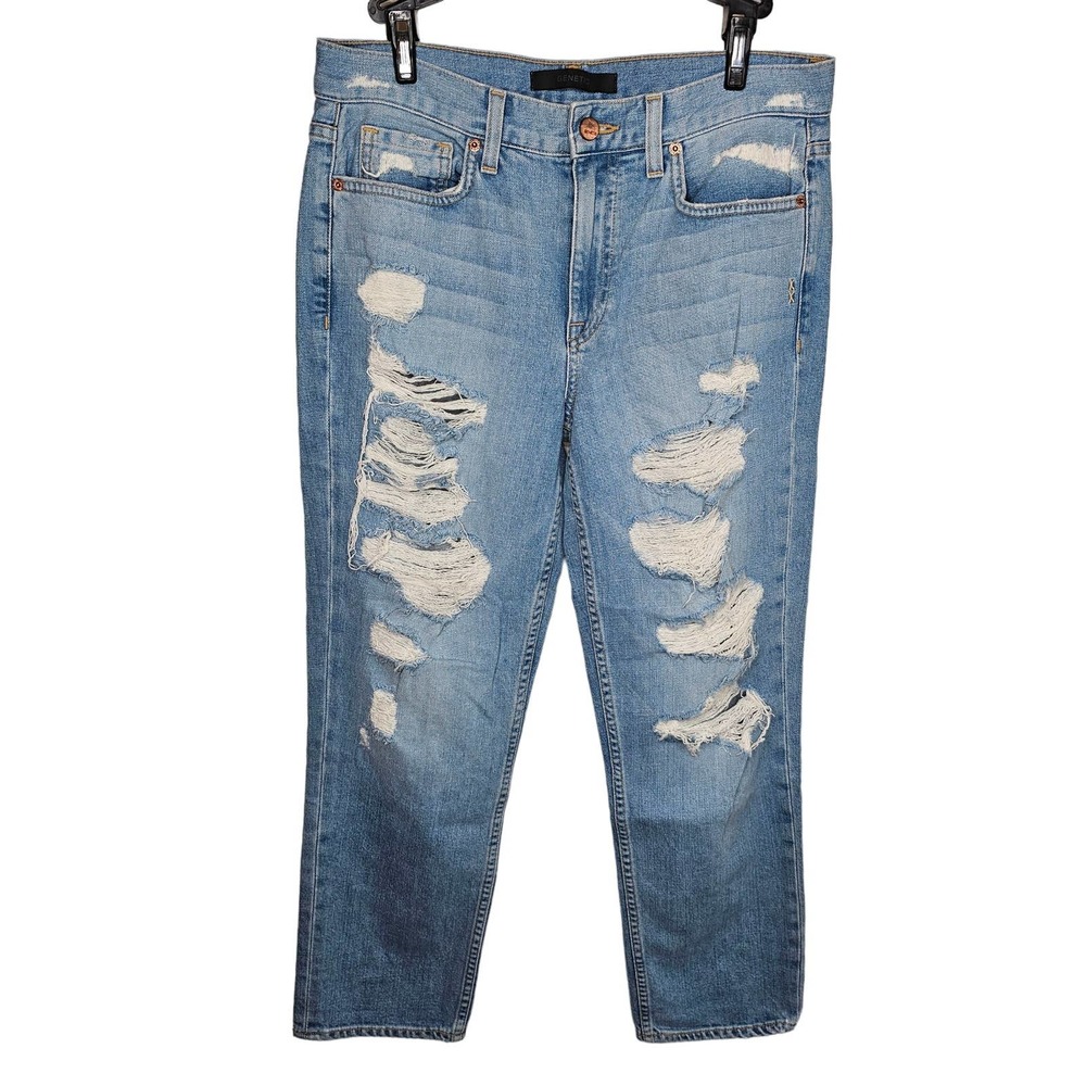 Genetic Gia Jeans Size 27 Womens Blue Ripped Boyfriend